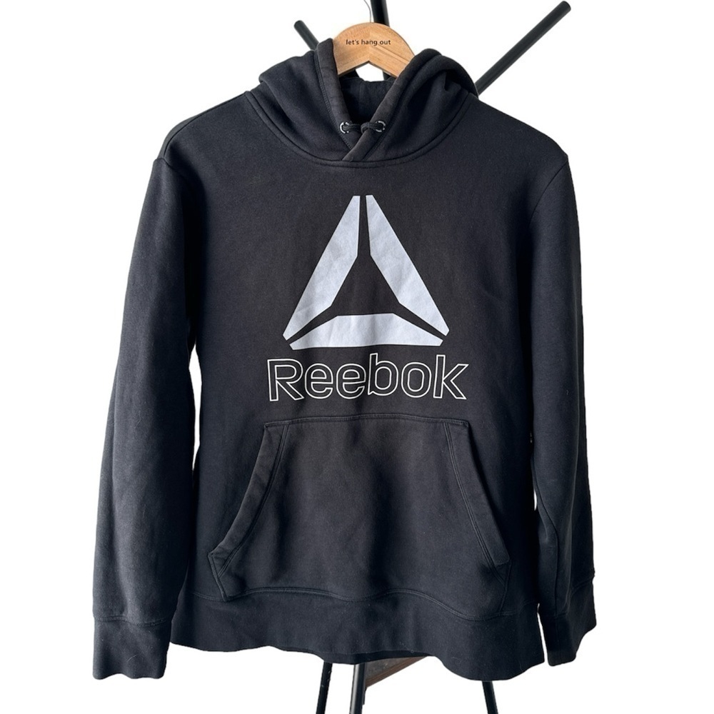 CLEARANCE * REEBOK Classic Black Logo Hoodie LIKE NEW | Heavyweight Medium